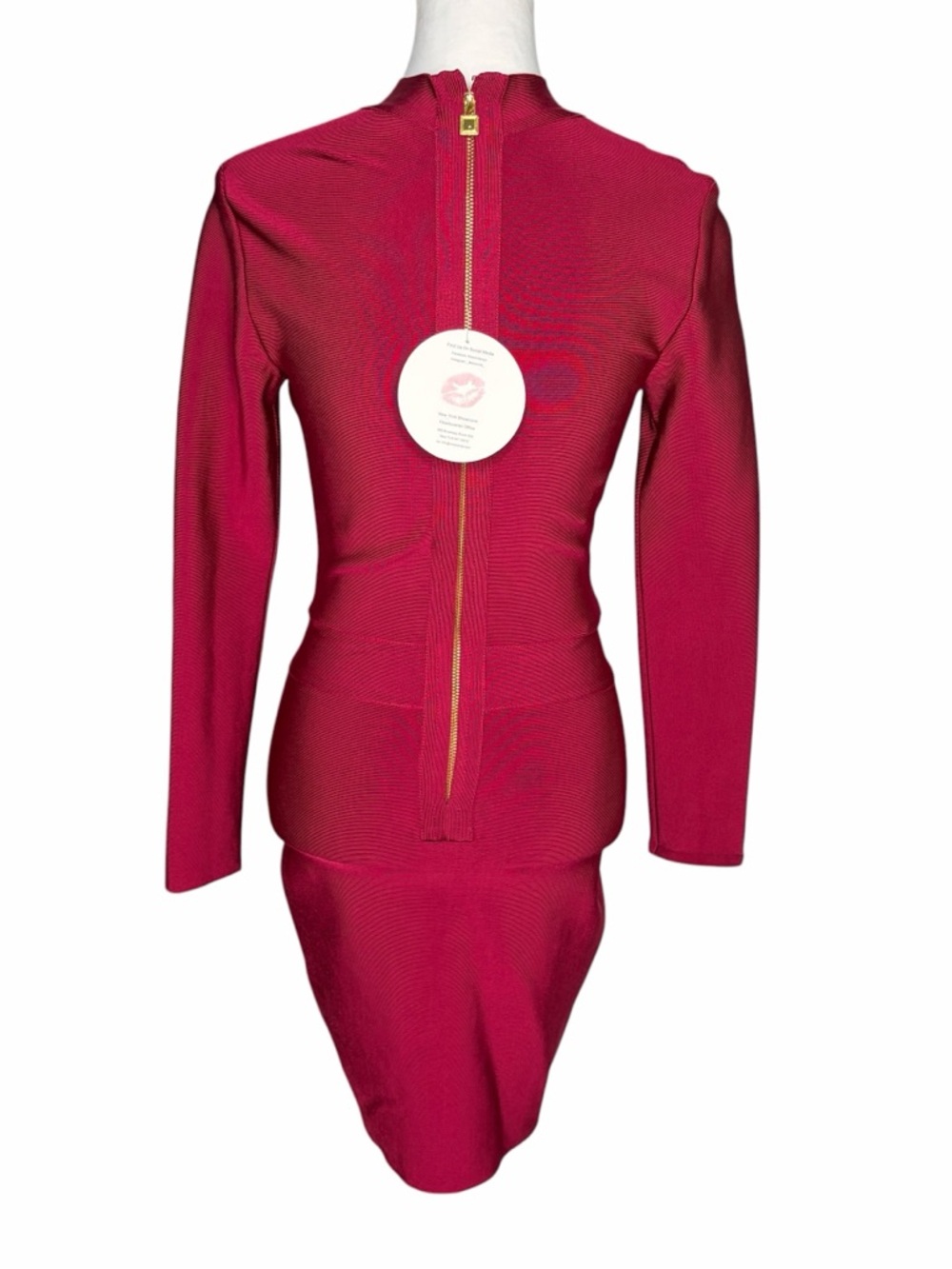 Miss circle Burgundy Long-Sleeve Cutout Bodycon Dress Size M - Picture 4 of 13